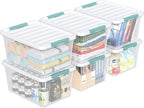 6-Pack Clear Plastic Storage Bins with Lids, 35 Quart Latch Storage Box