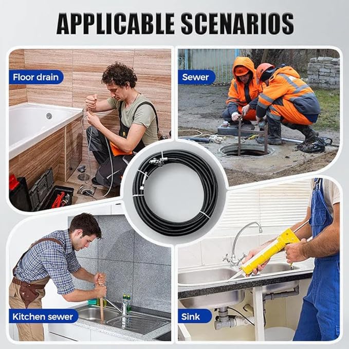 Flex-Shaft Sewer Descaling Chain, Multi-Purpose PVC Pipe Maintenance Tool, Push-Type Rotary Cable Sewer Dredge, Oil Stains in Pipeline Blocks Drilling Tools, Suitable for 16mm Spring