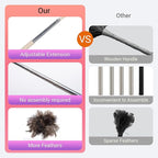 Extendable Ostrich Feather Duster, Natural Ostrich Feathers Long Handle Duster for Cleaning, 47” Soft & Fluffy Feather Duster for High Ceilings, Fans, Walls, Furniture, Home Dusting