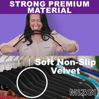 MIZGI Premium Velvet Hangers (50 Pack) Heavy Duty - Non Slip Felt Hangers - Velvet Suit Hanger Black - Rose Gold Hooks,Space Saving Clothes Hanger