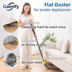 Qaestfy Under Appliance Cleaning Tool with Long Handle, 2 Reusable Microfiber Pads, 5 Disposable Dusting Cloths, Retractable Flat Gap Duster (30-63”) for Behind Fridge, Washer, Bed, Furniture