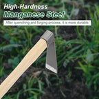 HARFINGTON Garden Hoe 15" x 4.33" Steel Hoe Garden Tool Anti-Rust with Non-Slip Wooden Handle Edger Weeder Shovel for Backyard Loosening Farm Planting Weeding