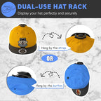 Niunuerga 16 Pack Adhesive Hat Hooks for Wall, Strong Hat Rack for Baseball Caps, Hat Organizer Display for Home Decor, Hat Hold Hanger for Wall, Door, Closet, No Drilling - USA Patented (Black)