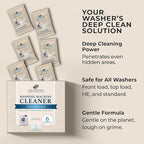 Washing Machine Cleaner Tablets – Deep Clean Washer Descale, Laundry Tub Cleaning Solution, Smell Fresh, Eliminates Buildup & Dirt, For Front & Top Load Washers, Easy-to-Use, 6 Pack, unscented
