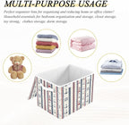 Large Storage Bins with Linen Collapsible Foldable Storage Cubes Fabric Closet Organizer Containers box with Flip-Top Lid for Home Bedroom Office 16.7 x 12.6 x 11.8in (Nautical Theme Anchors Ship)