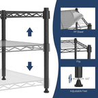 Whitmor 1 Tier Supreme Stacking Shelving Unit, Wire Metal Home Storage Organizer, 15" L x 14" W x 15" H, Black W/Liner