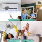 Ceiling Fan Cleaner Duster,Reusable Microfiber Ceiling Fan Blade Cleaner Duster with Extendable Long Handle Removable 13 to 48 in for Cleaning Bookshelves,Door,Window Top (Gray)