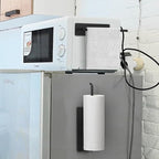 Paper Towel Holder Black, Toilet Paper Roll Holder Magnetic Towel Rack Wall Mount Fridge Organizer Shelf for Towels Rolls Bar Bathroom Toilet Pantry RV Essentials Kitchen Organizers and Storage 2 Pack