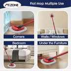 Spin Flat Mop Pad Replacement Compatible with O Cedar Mop Head Replace Flat Triangle Mop, Wet Damp Dry Sweeping Pads Washable, Microfiber, 4 Mopping Pads and 1 Mop Base