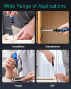 ORIA Electric Screwdriver, Cordless Electric Screwdriver, 12 in 1 Cordless Power Repair Tool Kits with 10 Bits and 1/4 inch Bit Holder, LED Lights, Charging Cable, for Phones,Toys, PC