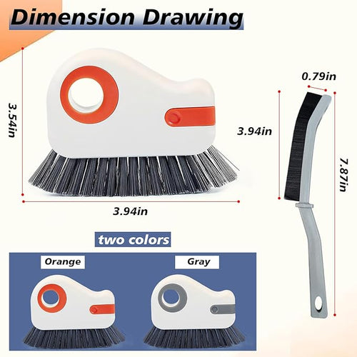2 in 1 Groove Cleaning Brush, Easy to Store Window Track Cleaning Tools, Multifunction Window Track Cleaner, Track Cleaning Tools Suitable for Sliding Door Tracks, Shutter Door Window Track(Orange)