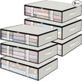 StorageRight Under Bed Storage Bags 6 Pack, 40L Large Clothes & Comforter Storage Containers with Clear Window, Breathable Fabric Organizer for Blankets, Bedding, Seasonal Clothing, White