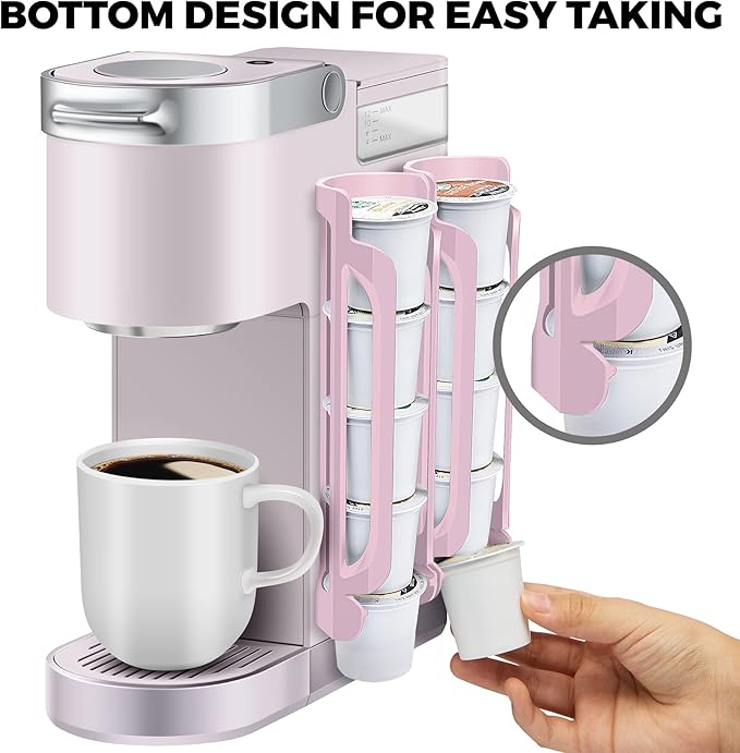 K Cup Holder for Keurig: Coffee Pod Holders for Counter Small Space - Kcup holders for Wall Mount (2, Pink)