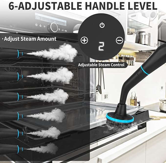 2500W Portable Handheld Steam Cleaner, High Temperature Pressurized Steam Cleaning Large Capacity 10s Fast Heating Steamer for Car Detailing, Furniture, Couch, Bed Bugs, House, Windows (Black)