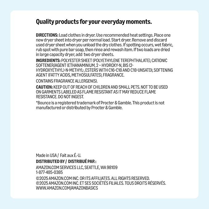 Amazon Basics Dryer Sheets, Clean Linen Scent, Laundry Fabric Softener, 160 Sheets