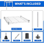 YSSOA Heavy Duty 1-Tier Shelving Unit, 15" W x 13.8" D x 15" H Wire Metal Stackable Storage, Chrome, 2 Pack