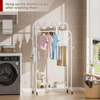 Golpart Clothes Garment Coat Rack Drying Clothing Racks Metal Freestanding for Hanging Clothes Portable Closet for Laundry Bedroom White
