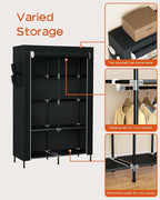 CASAMAYA Portable Closet, 34 Inch Large Capacity Wardrobe Closet with Cover, Clothes Storage Organizer with Shelves and 2 Hanging Rods, Easy to Assembly, Black PCT202B01