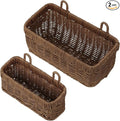 Tioncy 2 Pcs Woven Hanging Wall Baskets for Storage Boho Style Hanging Storage Plastic Woven Baskets with 4 Hooks for Kitchen Garden Living Room