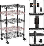 Golpart Small 3 Tier Shelves Storage Wire Shelving Unit Metal Shelf Adjustable Organizers Storage Shelving with Wheels for Bathroom Laundry Room Kitchen Pantry12”D x 18”W x 30.7”H Black