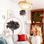 Ostrich Feather Duster for Electronics, Keyboard – Soft Dusting Tool for Screen, Fragile Items, Office, Home Cleaning (A12- Black Handle)