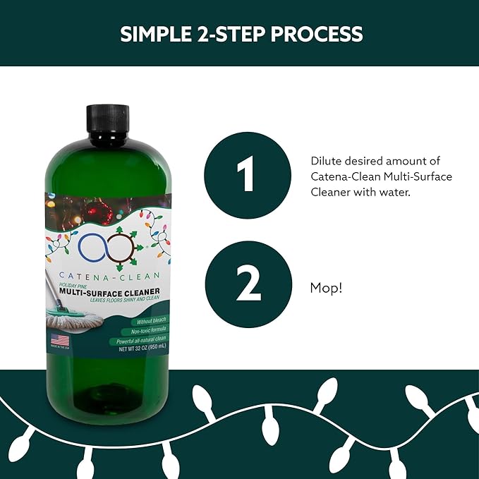 Natural Holiday Pine Scented Mop Cleaner (3 Pack) - Streak-Free Floor Cleaning Solution for Wood, Laminate & Metal Flooring - Removes Dirt, Spills, Grime & Sticky Residue 96 fl. oz total