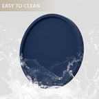 Silicone Bathroom Tray Round Vanity Tray Decorative Soap Holder Kitchen Countertop Organizer Coffee Table Decor for Candle, Perfume, Plant, 10 Inch, Dark Blue