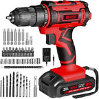Cordless Drill Set,20V Drill Driver with Battery and Charger,3/8-Inch Keyless Chuck, Variable Speed,with Drills Bits Set,Red