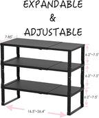 Adjustable Metal Shelving Unit, Stackable & Expendable Storage Rack for Home/Office/Kitchen, Space-Saving，Sturdy&Durable，Easy Assembly (3PACKS/Medium/Black