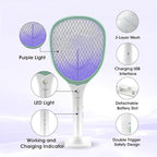 Faicuk Rechargeable Handheld Bug Zapper Racket 2 in 1 Electric Fly Swatter (2 in 1 Green)