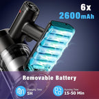 Zyxrona Cordless Vacuum Cleaner, 450W/40Kpa Stick Vacuum with Powerful Suction, 50Min Vacuum Cleaner for Home, Anti-tangle and 1L Dust Cup, 8 in 1 Lightweight Vacuum for Hardwood Floor Carpet Pet Hair