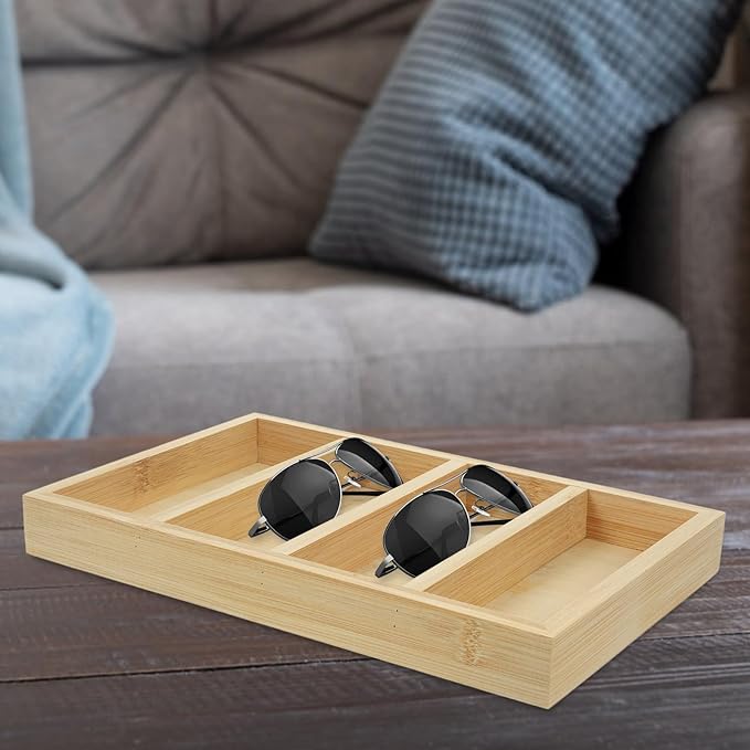 MAGICLULU Sunglasses Organizer Tray 4-Grid Glasses Display Stand Wear-Resistant Storage for Eyewear Home Closet Organization