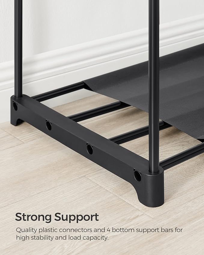 SONGMICS Portable Closet, Freestanding Closet Organizer, Clothes Rack with Shelves, Hanging Rods, Storage Organizer, for Cloakroom, Bedroom, 54.3 x 16.9 x 71.7 Inches, Black URYG025B02
