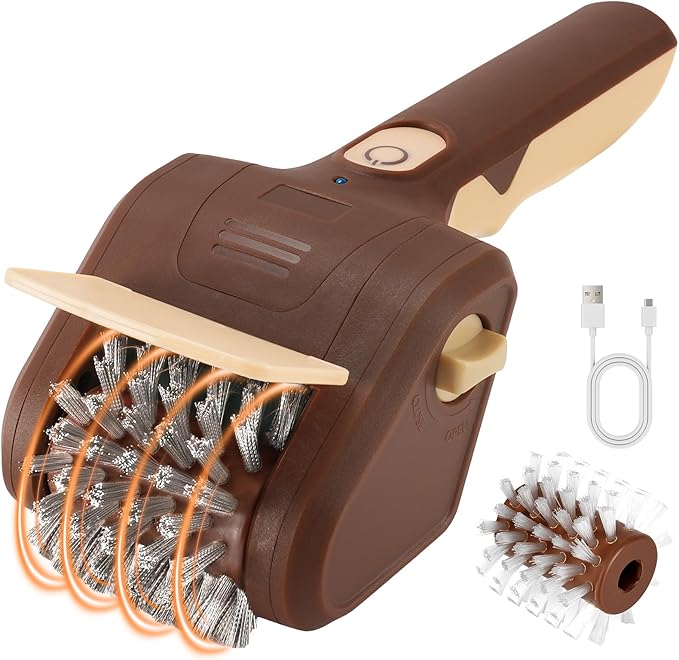 Electric Grill Brush for Outdoor Grill, Grill Cleaner with Stainless Steel Bristle-Free Head, Cordless Rechargeable BBQ Grill Cleaner, Essential BBQ Accessories