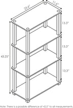 Furinno TURN-S-TUBE Storage Shelves, 4-Tier Book Shelf, Corner Shelf, Toolless Open Shelves, for Organization and Storage, Living Room, Garage, Home Office, Black