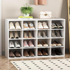 Garden 4 you Shoe Storage Bench, Cubby Shoe Rack with 16 Cubbies, 4-Tier Wood Shoe Rack Organizer, Shoe Organizer Cabinet for Entryway, Hallway, Closet and Garage, White