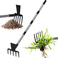 Walensee Hoe Garden Tool, 63 Inch Garden Hoe with Adjustable Long Handle for Weeding, 5-Tines Hoe Cultivator 2 in 1 Hand Weeder Tools for Yard Lawn Planting Gardening Digging