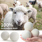 Wool Dryer Balls, 100% New Zealand Wool 12 Pack Reusable & Natural Fabric Softener Alternative Reduces Static Wrinkles Saves Drying Time, Ideal for Sensitive Skin Clothes(Brilliant White)