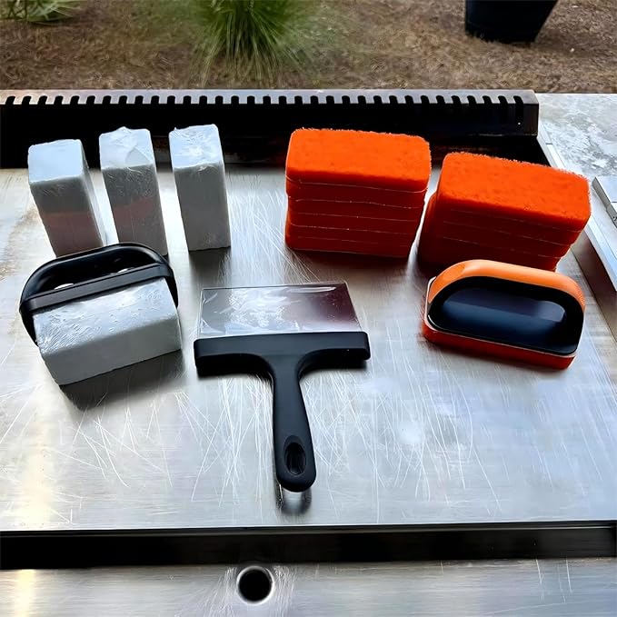 19 in 1 Griddle Cleaning Kit for Blackstone Accessories, Flat Top Grill Cleaning Kit w/Griddle Scraper, 4 Grill Stone, Griddle Brush Easy to Remove Stain - 5060