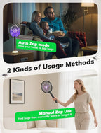 YISSVIC Electric Fly Swatter Bug Zapper Racket 4000V LED Screen Dual Modes Fly Zapper Rechargeable for Indoor Home Office Backyard Patio Camping