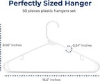 SereneLife 50 Pack Plastic Hangers, Non-Slip, Space-Saving Closet Organizers, Durable and Strong for Shirts, Sweaters, Hoodies, Kids Clothes & Dresses, Ultra-Thin, Lightweight