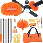 Ceiling Fan Cleaner Duster with 60 inch Extension Pole, Dusters for Cleaning High Ceiling Fan Blades, Dusters Kit with Storage Bag, Cleaning Tools for Families (14pcs)