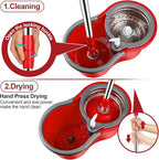 Spin Mop and Bucket with Wringer Set, 360° Spinning Mop Bucket System with 3 Microfiber Mop Replacement Heads and 61" Stainless Steel Adjustable Handle for Floor Cleaning (20QT)