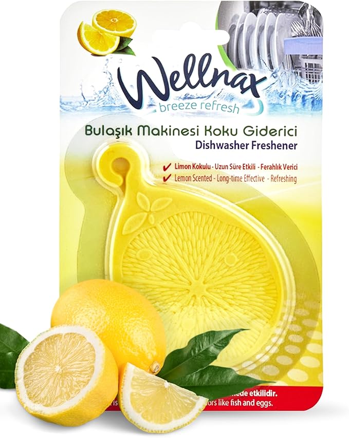 Wellnax Dishwasher Cleaner and Deodorizer - Rinse aid, Dishwashing Machine Odor Eliminator & Deodorizer, Fresh Fragrance Gel With Smell Removal Solution, Freshener Smelling In Dishwash (Lemon)