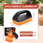 Griddle Cleaning Kit for Blackstone, Flat Top Grill Cleaner - Non-Scratch Scouring Pads for Blackstone Griddle Accessory,7 Griddle Scrubber Pads with 1 Handle,Easy Cleaning on Hot or Cold Surfaces