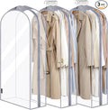 BALEINE 48'' Clear Garment Bags, 10.5'' Wide PEVA Suit Bag for Closet Clothes Dresses Suit Coats Storage (Clear, 3PK)