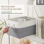 Large Storage Baskets- 15.7x11.8x8.26 inch Storage Bins for Shelves and Closet Organizing, Foldable Fabric Bin for Home Organization Clothes and Laundry (6-Pack, White&Gray)