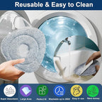 Flat Mop Head Replacements for Ocedar, Microfiber Mopping Head Refill for O-Cedar EasyWring and RinseClean Sys, 4 Pack Flat Spin Mop Pads & 1 Plastic Pad for Cleaning Floor, Wall, Ceiling