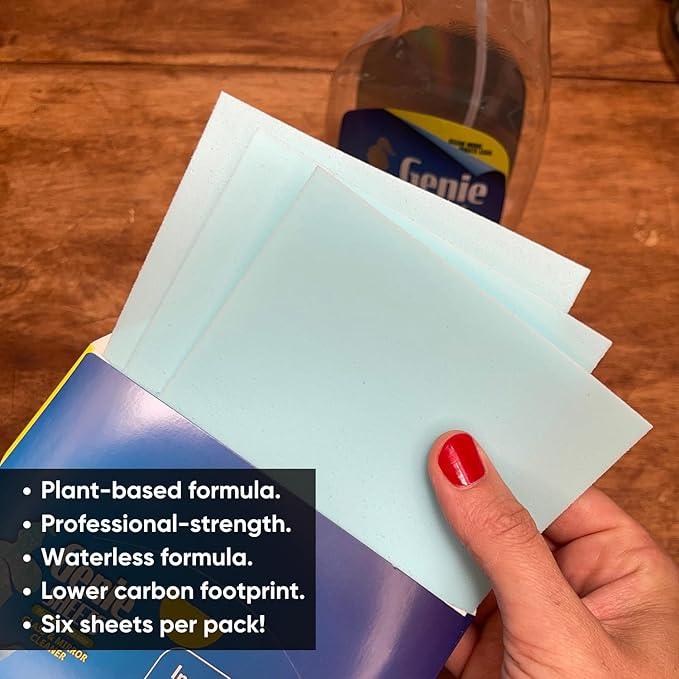 Genie Sheets All Purpose, Glass and Bathroom Cleaners Combo Pack | Concentrate Makes 6 24oz Refills with Spray Bottles | Just Add Water | Eco-Friendly Plant-Based | 6 Sheets
