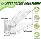 MOVDEET Shoe Slots Organizer,24 Pack Transparent Shoe Stacker Adjustable Shoe Slot Organizer Space Saver Shoe Rack Holder Shoes Storage Organizers for Closet,Transparent